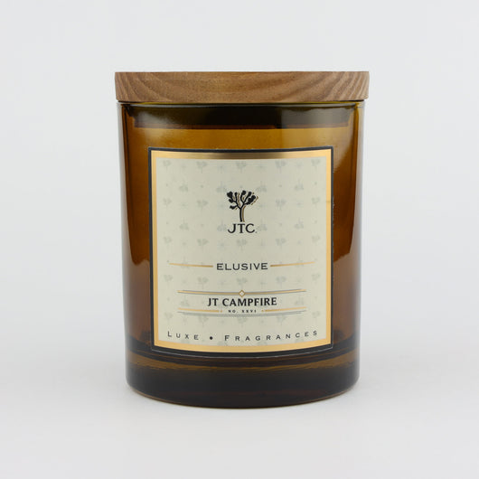 Joshua Tree Candle Company JT Campfire Luxe Candle in Amber Colored Glass