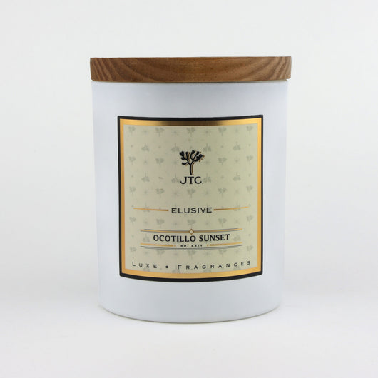 Joshua Tree Candle Company Ocotillo Sunset Luxe Candle in White Matte Colored Glass