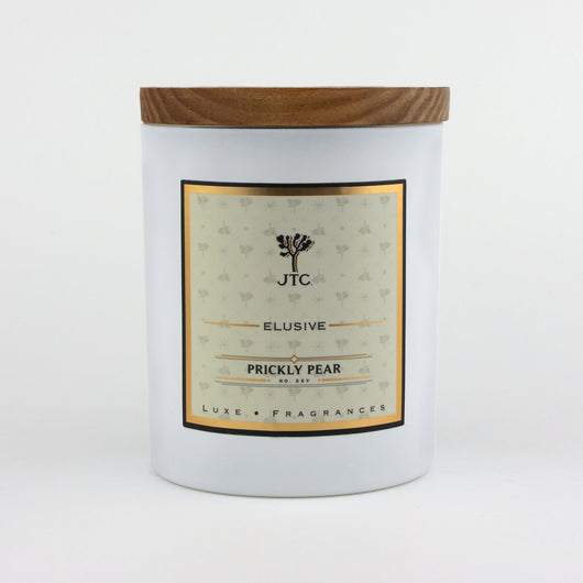 Joshua Tree Candle Company Prickly Pear Luxe Candle in White Matte Colored Glass