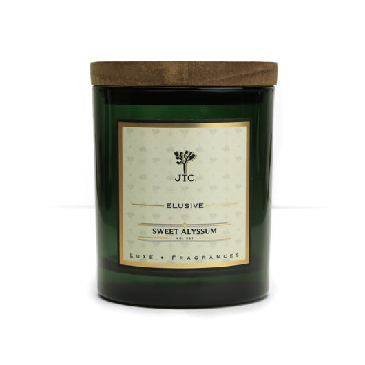 Sweet Alyssum Luxe Candle in Green Colored Glass